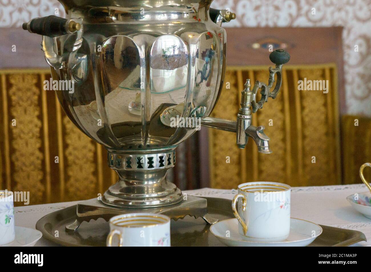 Tè russo samovar concetto tradizionale russo cultura oggetto samovar Foto Stock