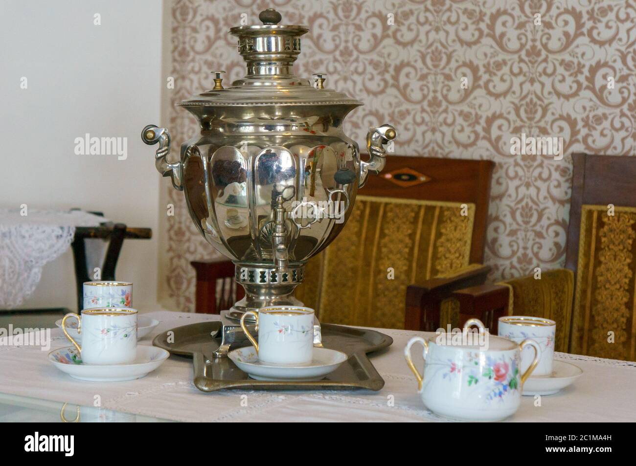 Tè russo samovar concetto tradizionale russo cultura oggetto samovar Foto Stock