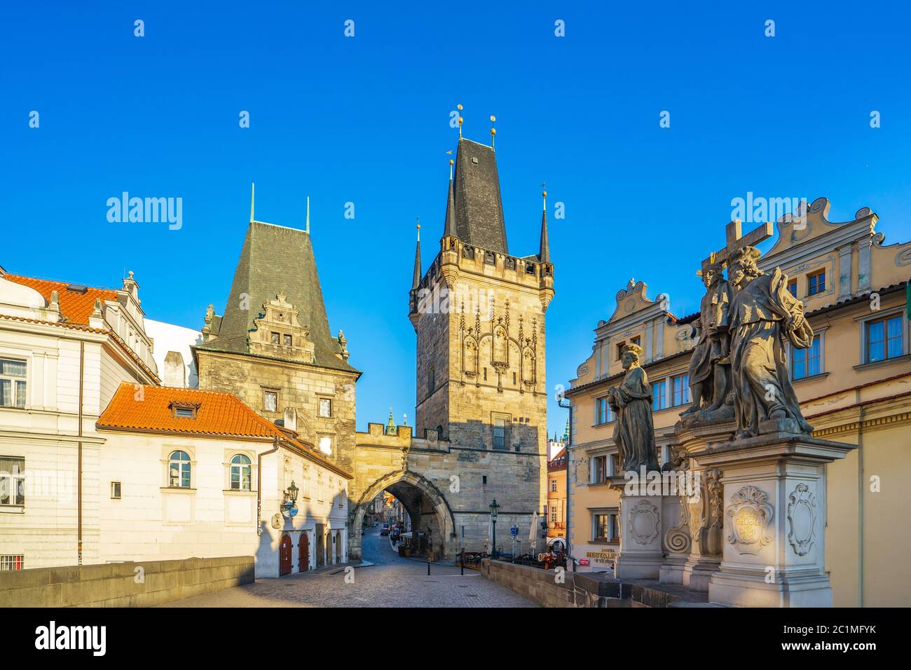 Torre del Ponte Carlo nella città di Praga, repubblica Ceca Foto Stock