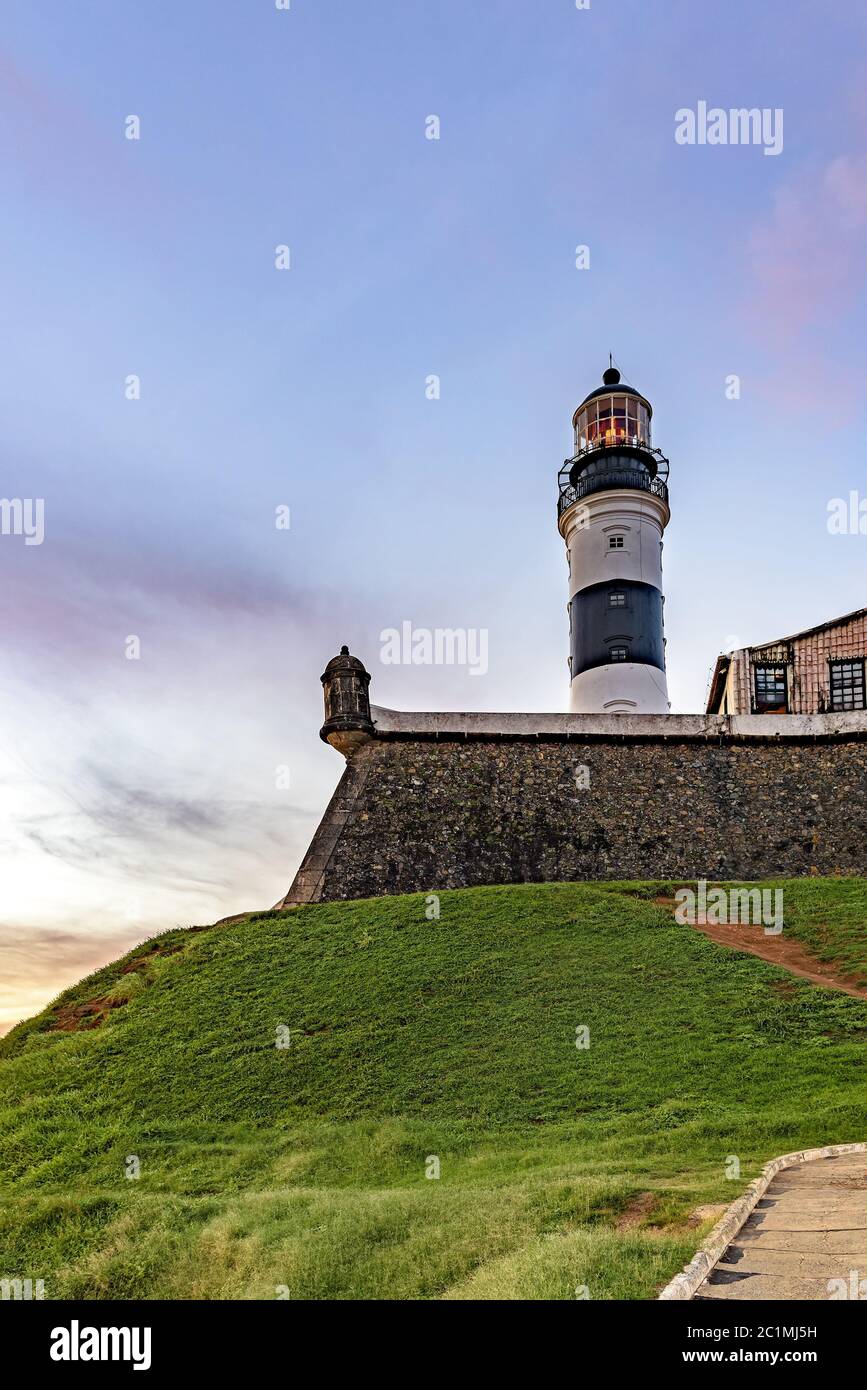 Torre della storica e famosa Farol da barra a Salvador, Bahia Foto Stock