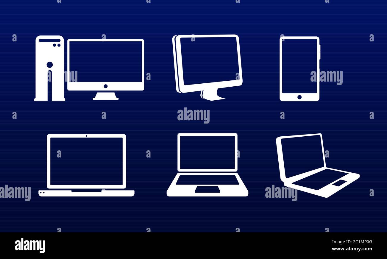 Illustrazione vettoriale di una varietà di dispositivi elettronici per computer. Adatto per supporti promozionali per negozi elettronici, uffici, tecnologie informatiche. Illustrazione Vettoriale
