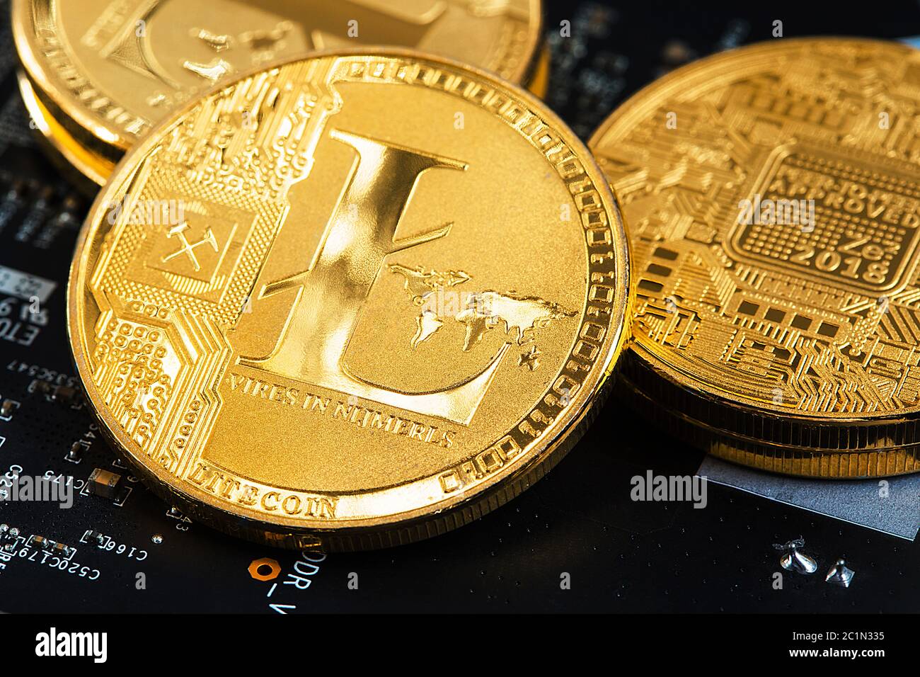 Bitcoin Cryptocurrency Bit digitale medaglia BTC valuta la tecnologia Internet Business concetto. Foto Stock