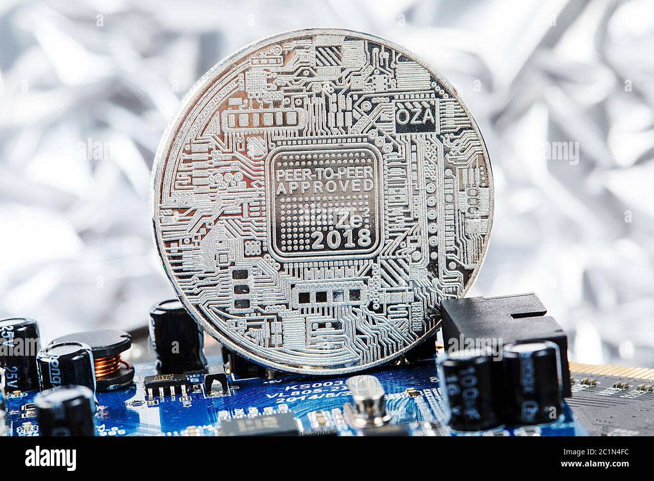 Bitcoin Cryptocurrency Bit digitale medaglia BTC valuta la tecnologia Internet Business concetto. Foto Stock