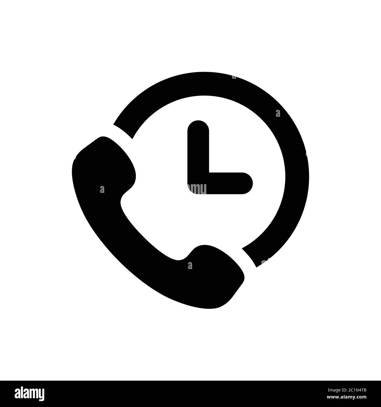 Immagine vettoriale dell'appendiabiti del telefono con icona dell'orologio. Adatto per l'illustrazione del numero di hotline del servizio clienti. Illustrazione Vettoriale