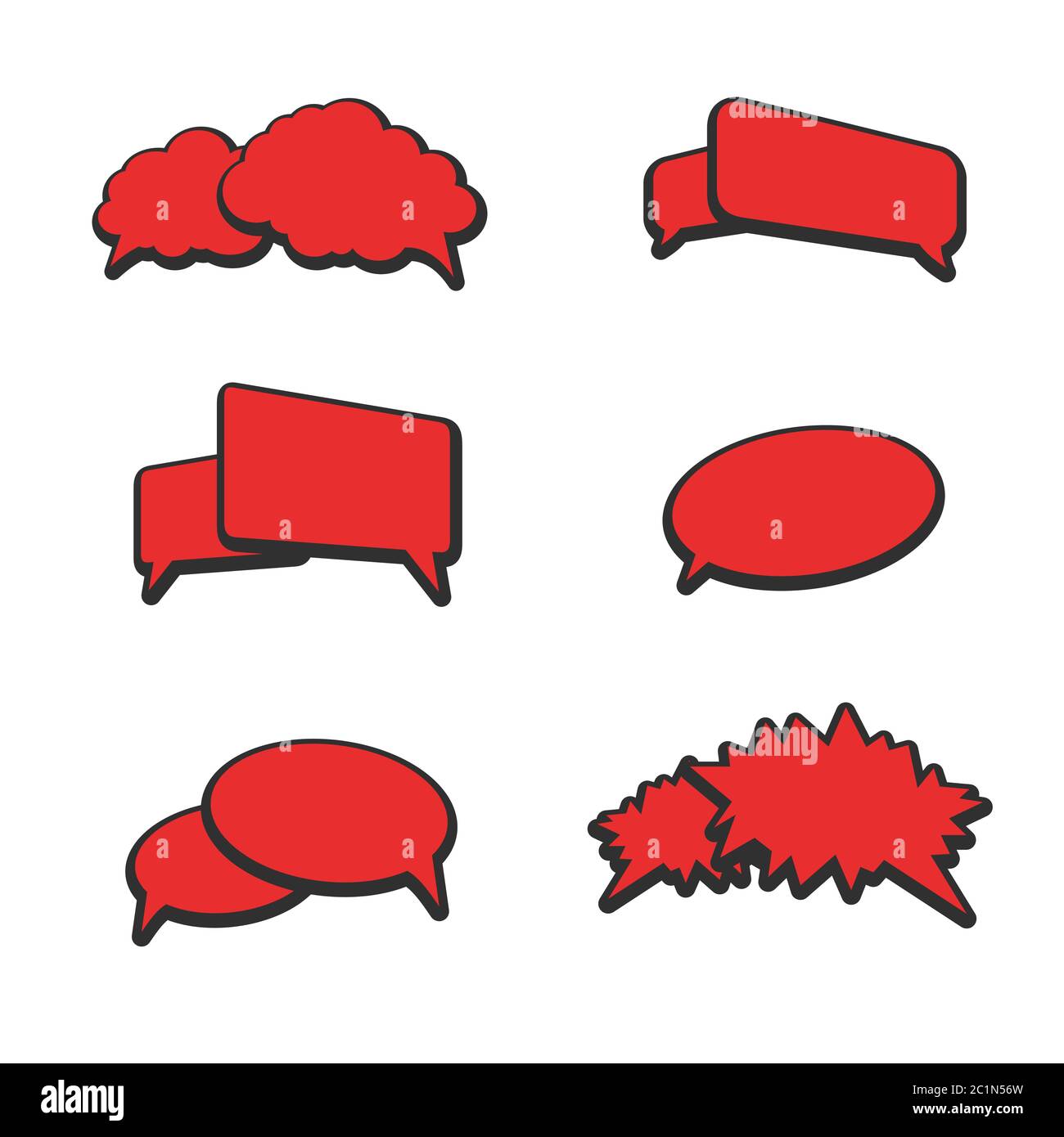 Semplice appartamento minimalista Bubble chat collection. Adatto per l'illustrazione vettoriale del modello di bolla Speak per il concetto di fumetto e di dialogo. Illustrazione Vettoriale