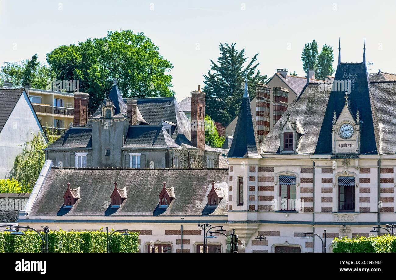 Architettura d'epoca della Città Vecchia di Vitre (VitrÃ©), Bretagna, Francia Foto Stock