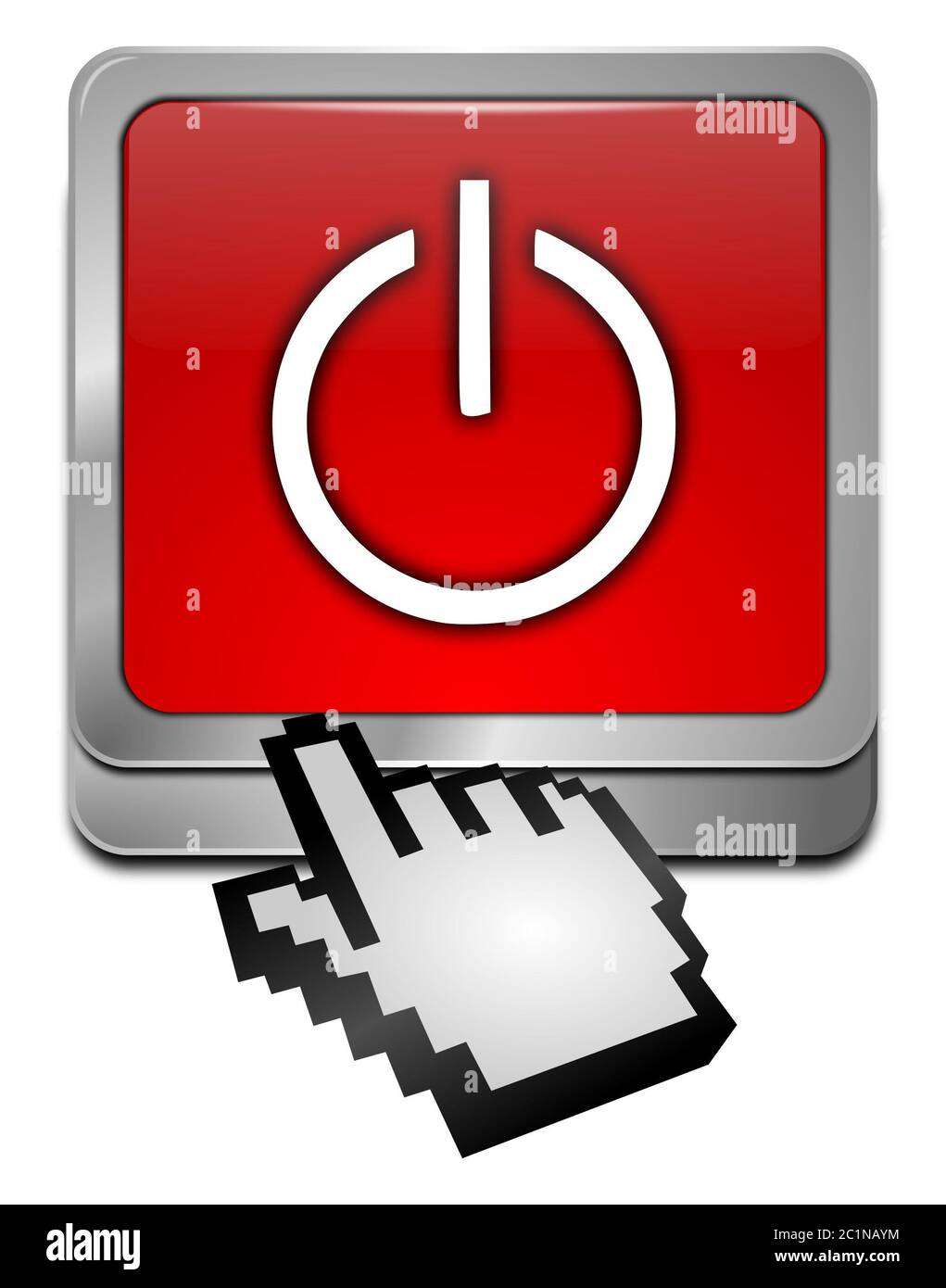 Pulsante di accensione rosso con cursore - illustrazione 3D Foto Stock