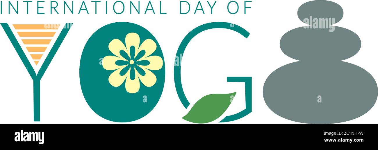 Illustrazione vettoriale della giornata internazionale dello yoga. Banner, brochure e poster per l'illustrazione vettoriale della Giornata Internazionale dello Yoga. 21 giugno festeggia la bacchetta Illustrazione Vettoriale