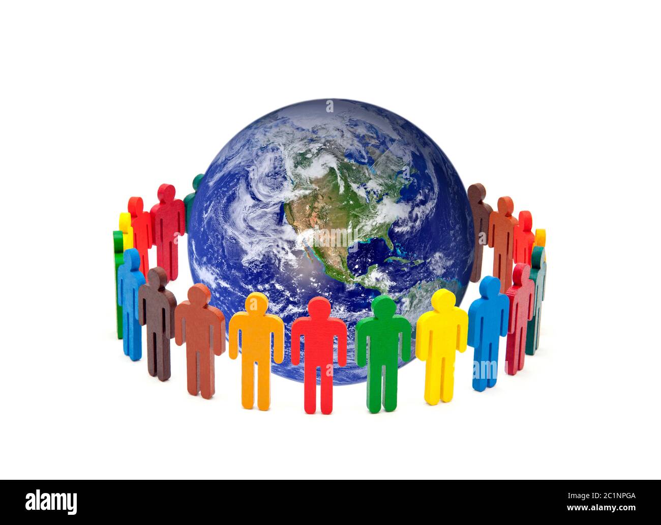 Cerchio colorato di persone di tutto il mondo su sfondo bianco. Foto di massa fornita dalla Nasa. Foto Stock