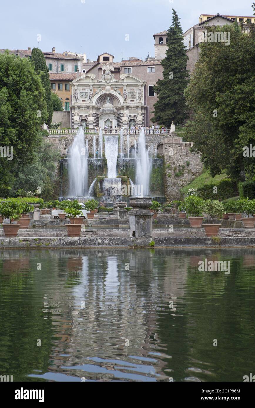 Villa d'Este(16esimo secolo) fontana e giardino , Tivoli, Italia. UNESCO - Sito Patrimonio dell'umanità. Foto Stock