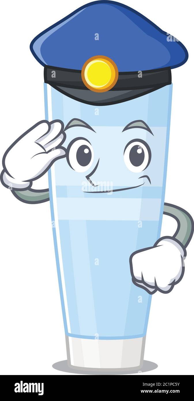 Disegno cartoon ufficiale della polizia di crema oculare con un cappello blu Illustrazione Vettoriale