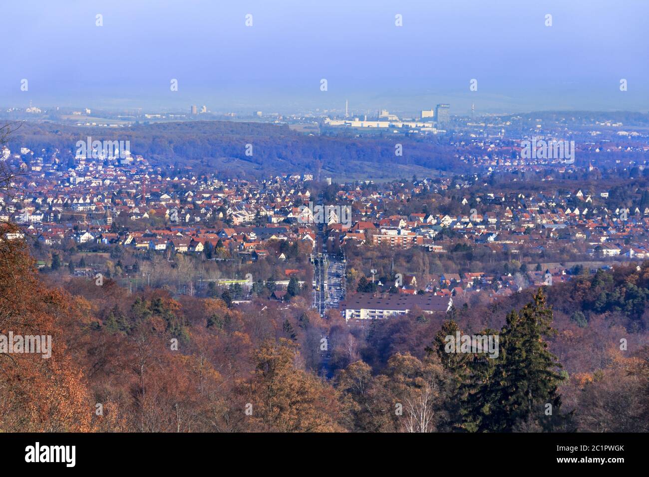 Paesaggio Pictuire Stoccarda, Germania, giorno con allarme particolato, novembre Foto Stock