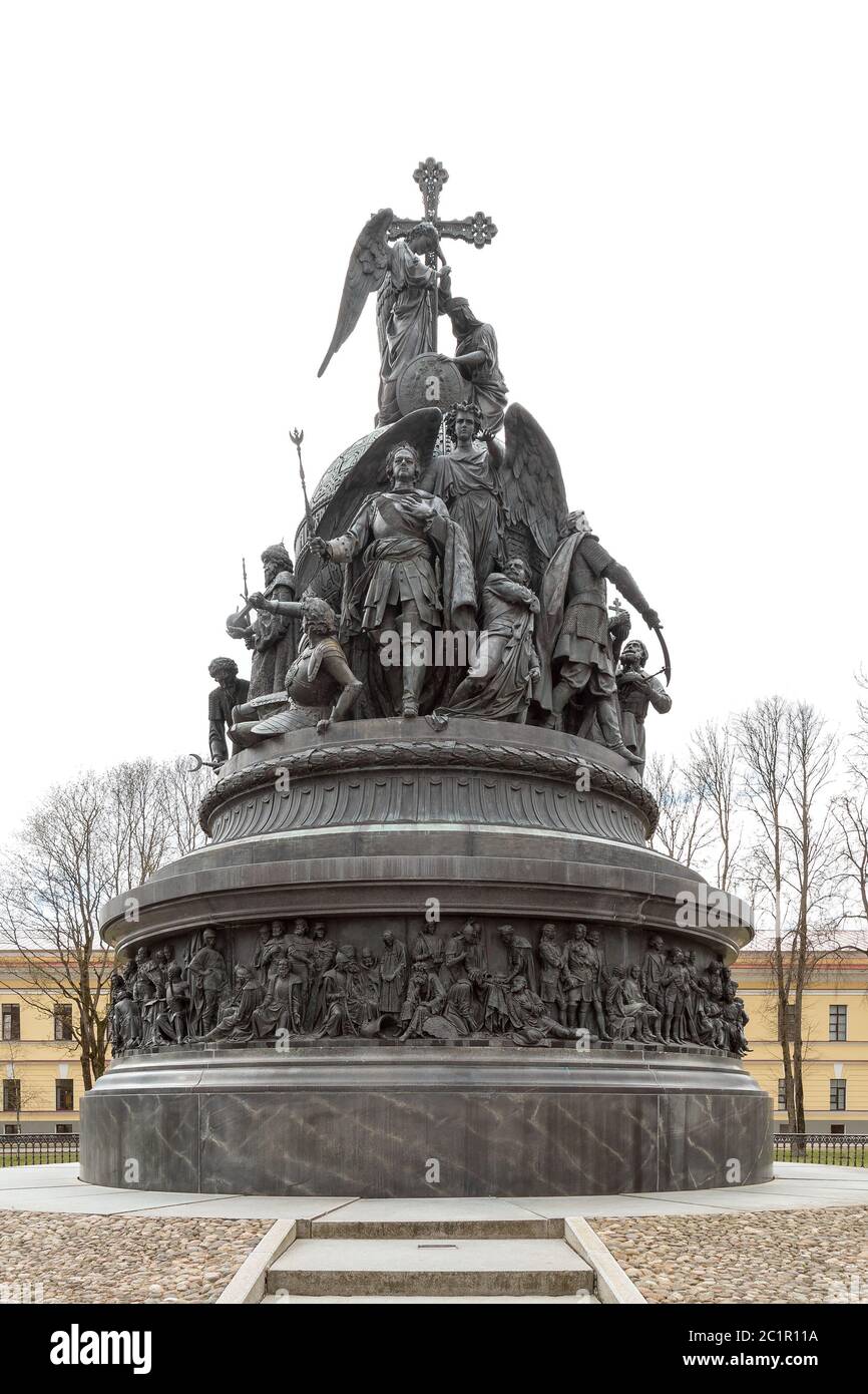 Veliky Novgorod, Russia 05 maggio 2017: Monumento ai mille anni del Millennio della Russia. Veliky Novgorod, Russia Foto Stock