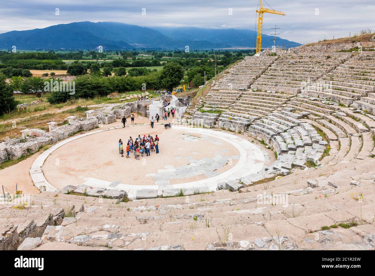 Teatro, Sito Archeologico di Philippi, Re Filippo II Filippoi, sobborgo di Kavala, Macedonia Orientale e Tracia, Grecia, Europa Foto Stock