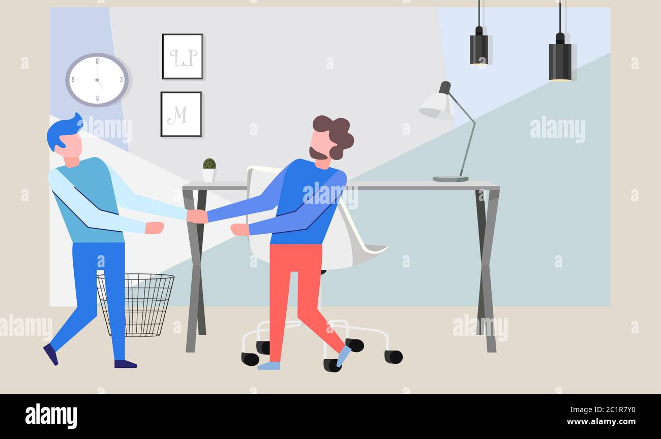 coppie che ballano e si amano in ufficio Illustrazione Vettoriale