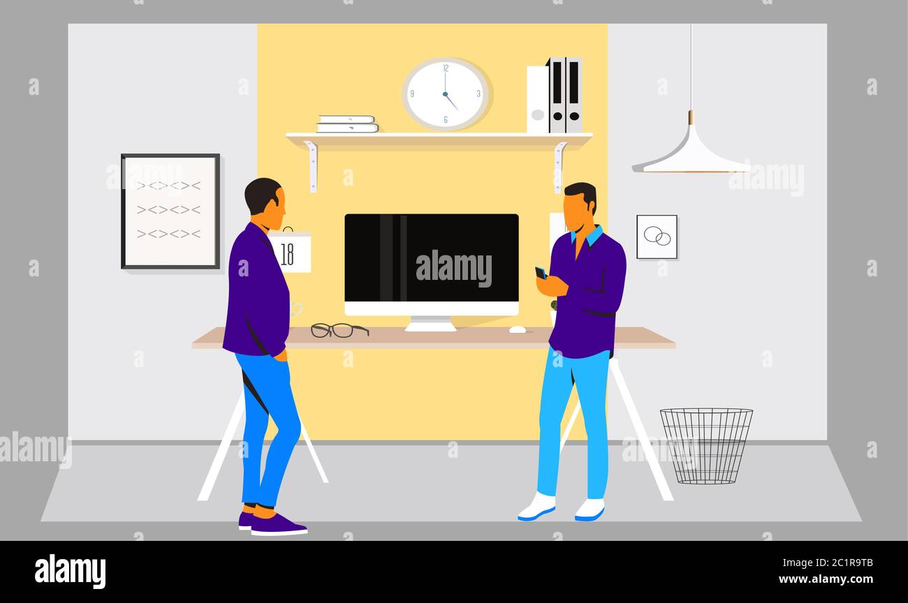 due amici che parlano in ufficio Illustrazione Vettoriale