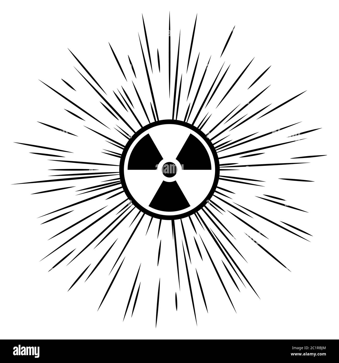 Simbolo di radiazione ionizzante con raggi radioattivi. Illustrazione Vettoriale