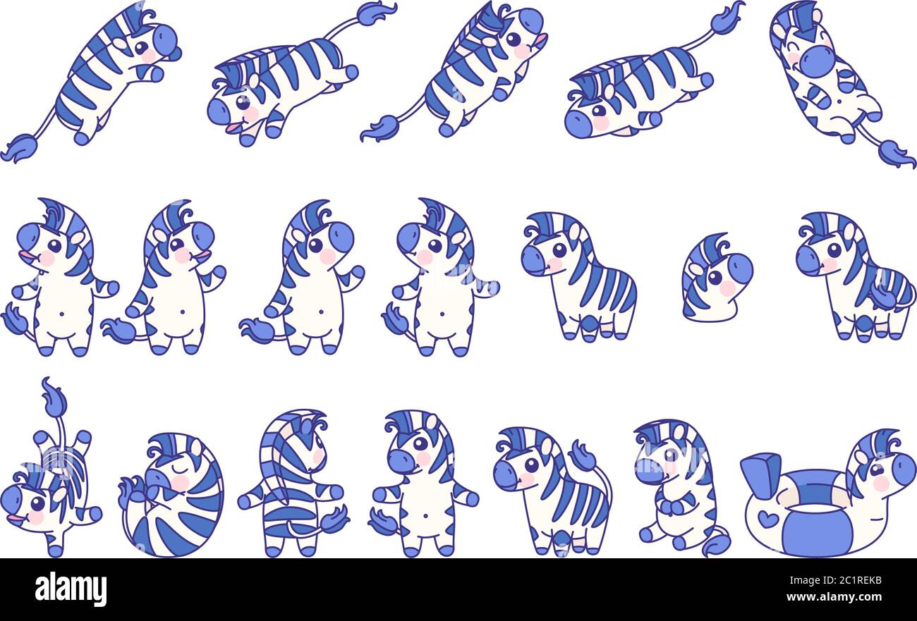 vettore piatto a righe bambino zebra. animale carino Illustrazione Vettoriale