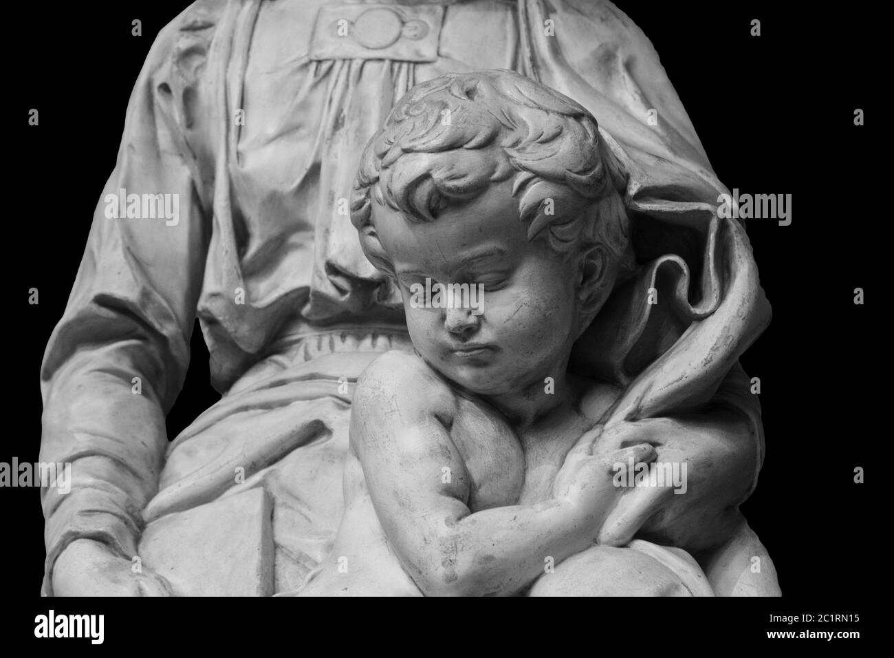 Statua di marmo un bambino con la madre Foto Stock