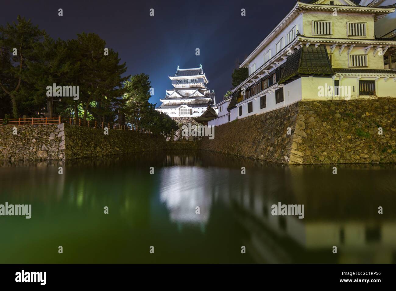 Kokura Castke di notte a Fukuoka, Giappone Foto Stock