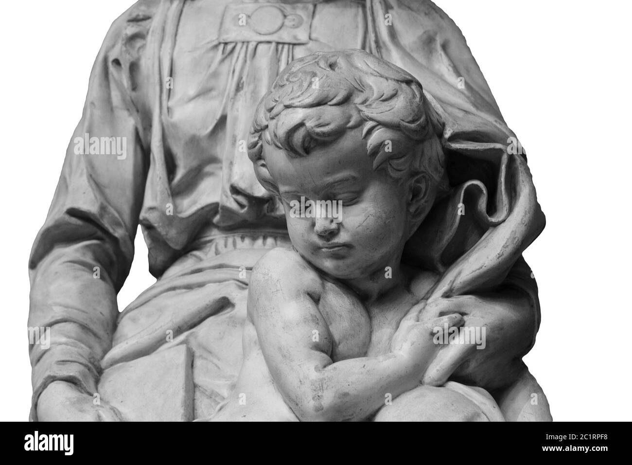 Statua di marmo un bambino con la madre Foto Stock