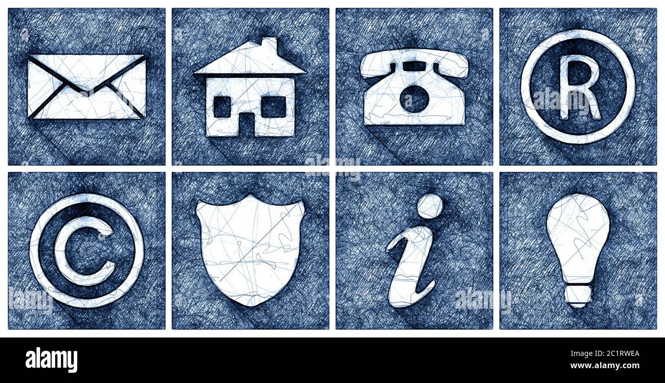 icone moderne imposta il doodle della penna a sfera Foto Stock