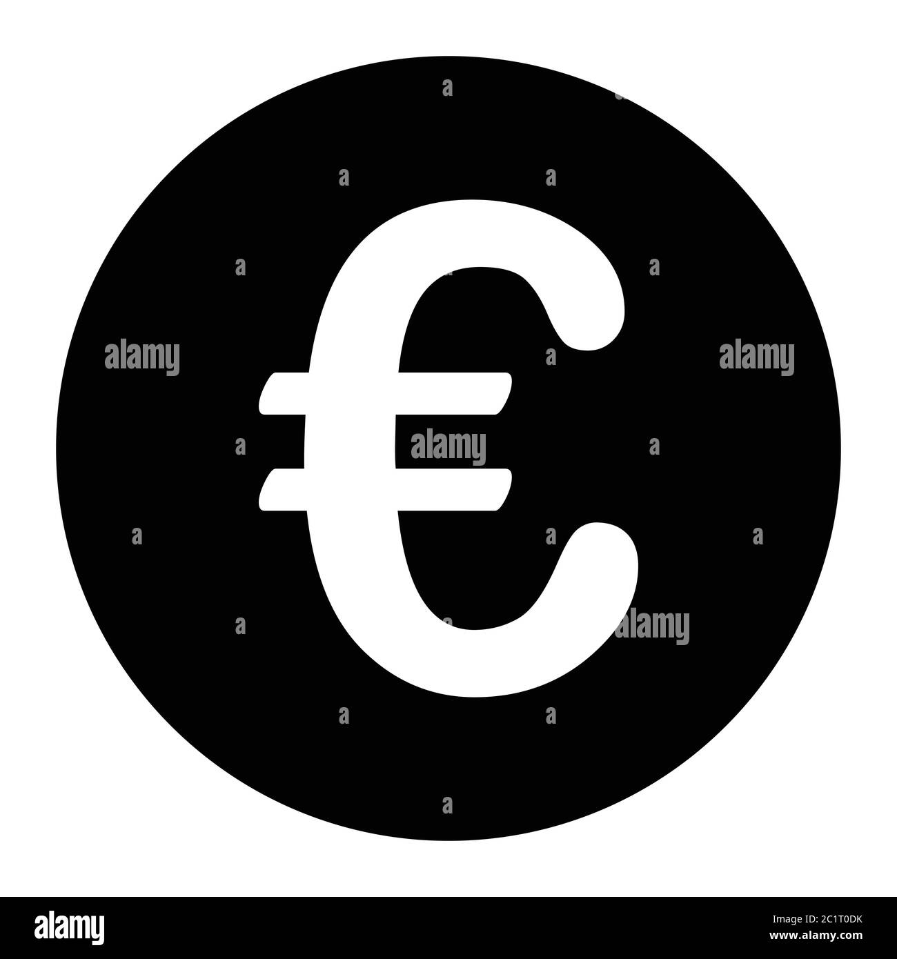 Simbolo euro. Illustrazione nera isolata su sfondo bianco. Vettore EPS Illustrazione Vettoriale
