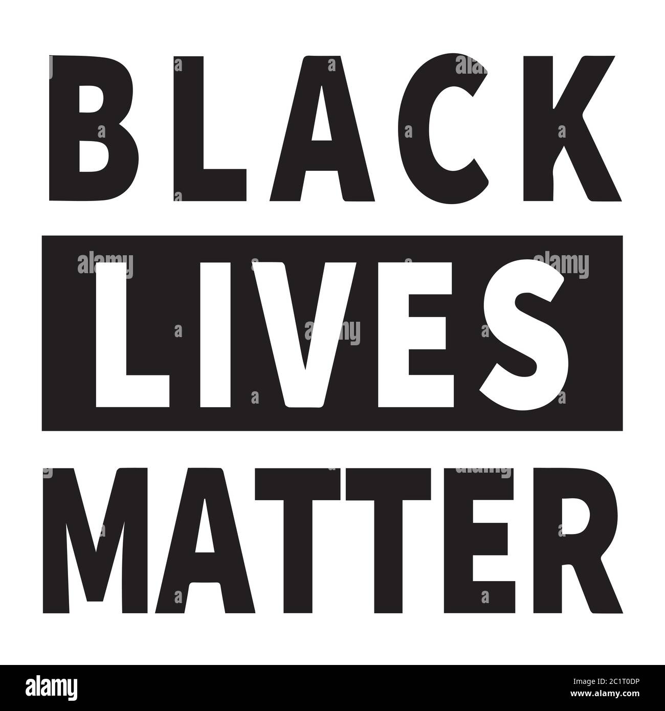 BLM. Illustrazione in bianco e nero che raffigura Black Lives Matter Text. Vettore EPS Illustrazione Vettoriale