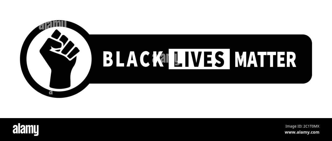 Black Lives Matter Fist Tag. Movimento di protesta BLM Revolution Fist Symbol. Illustrazione nera isolata su sfondo bianco. Vettore EPS Illustrazione Vettoriale