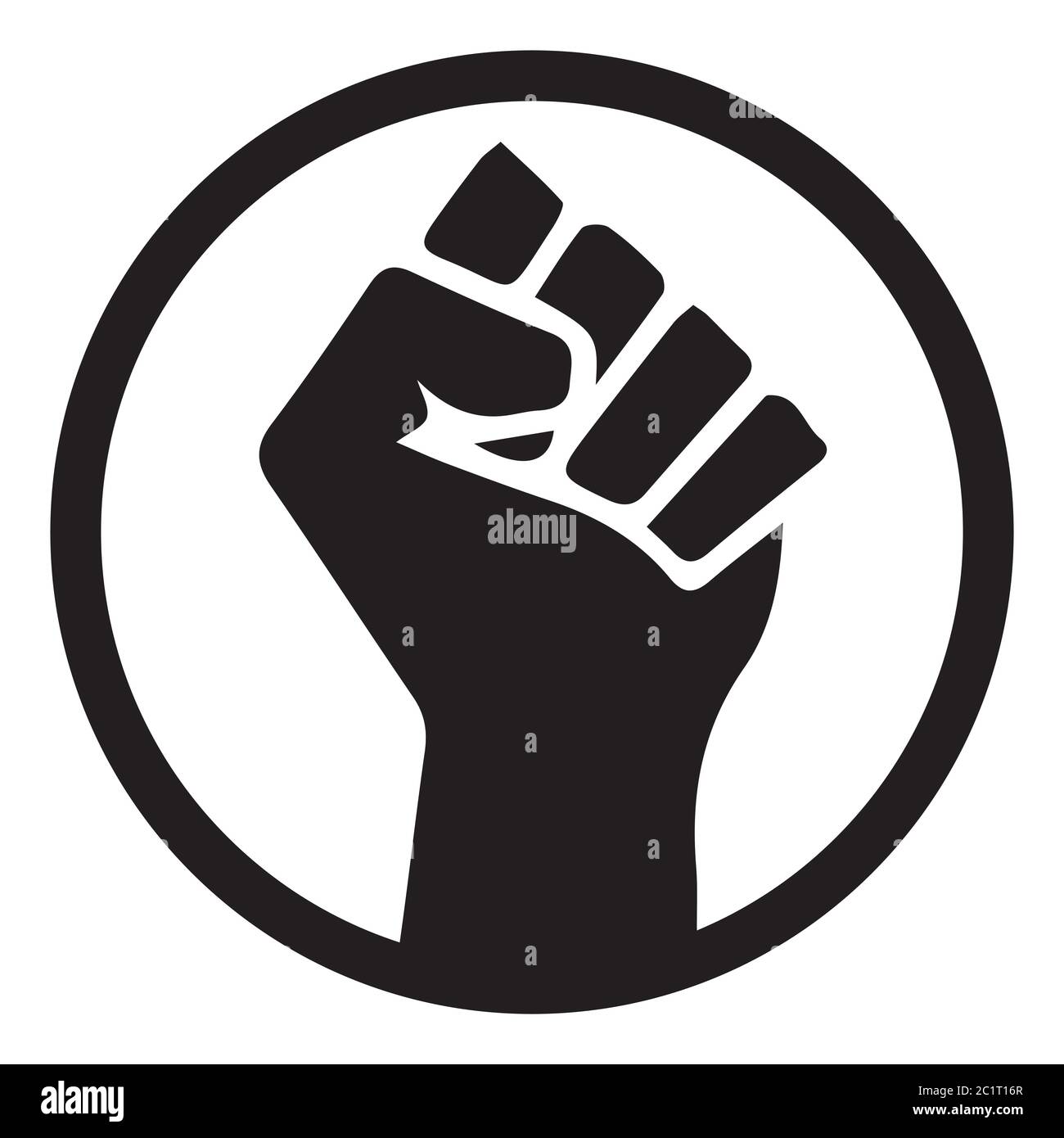 Le vite nere contano. Illustrazione in bianco e nero che raffigura BLM Fist in Circle. Vettore EPS Illustrazione Vettoriale