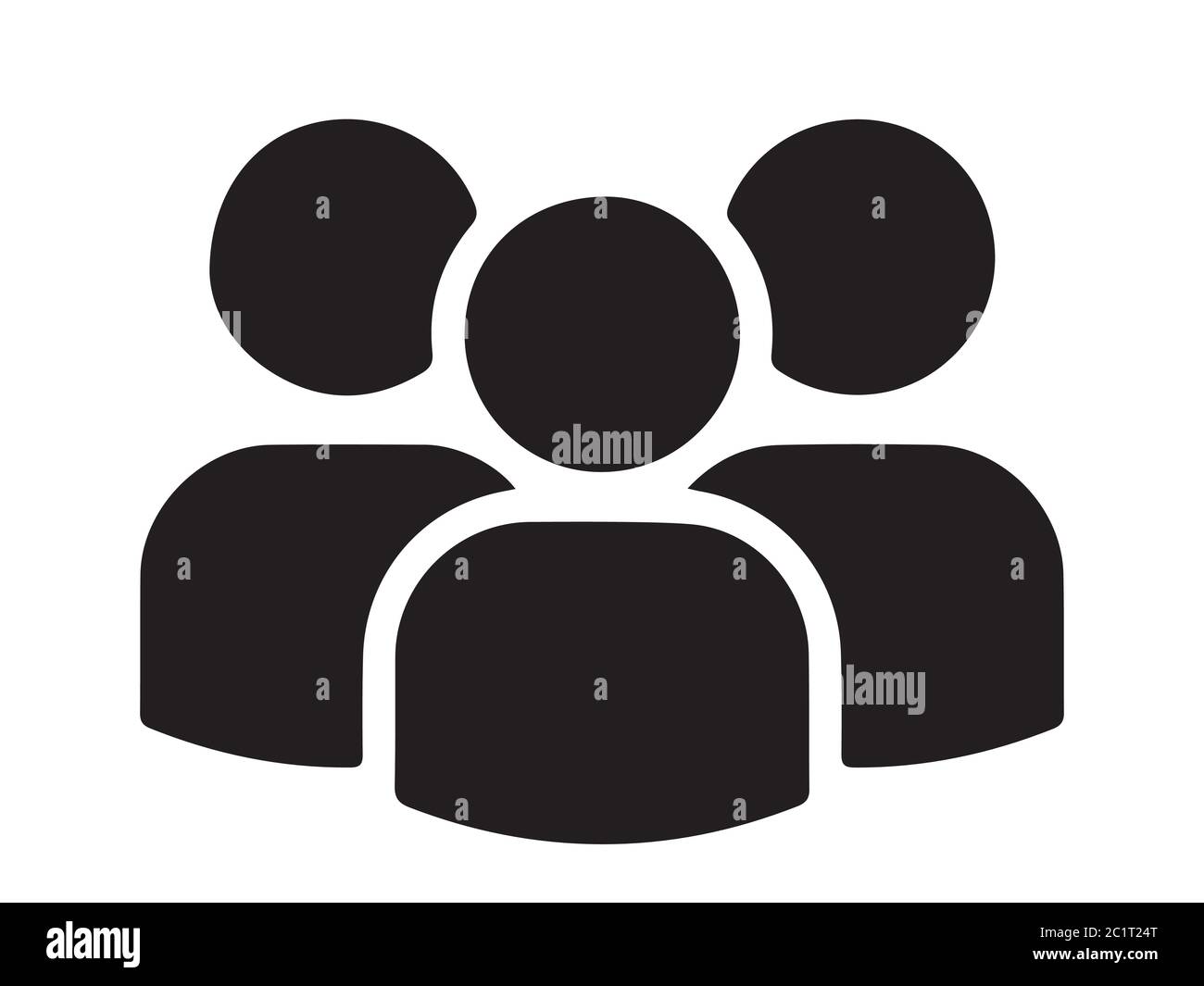 Icona multiutente. Tre Stick Figure Gruppo persone Gruppo Gruppo Gruppo Gruppo uomini. Illustrazione nera isolata su sfondo bianco. Vettore EPS Illustrazione Vettoriale