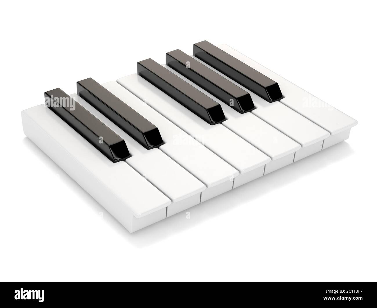 Tasti piano in bianco e nero. Un'ottava. 3D Foto Stock