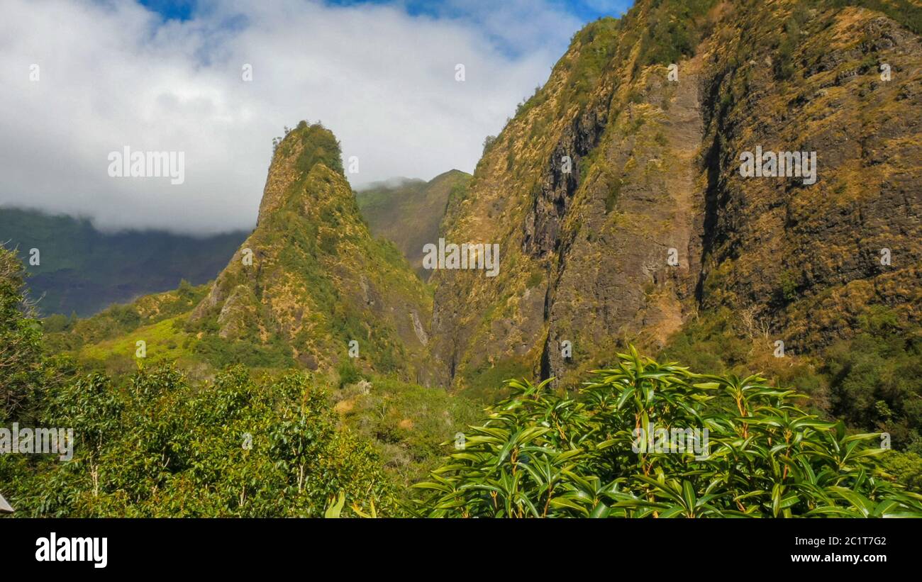 vista ravvicinata dell'ago iao di maui nelle hawaii Foto Stock