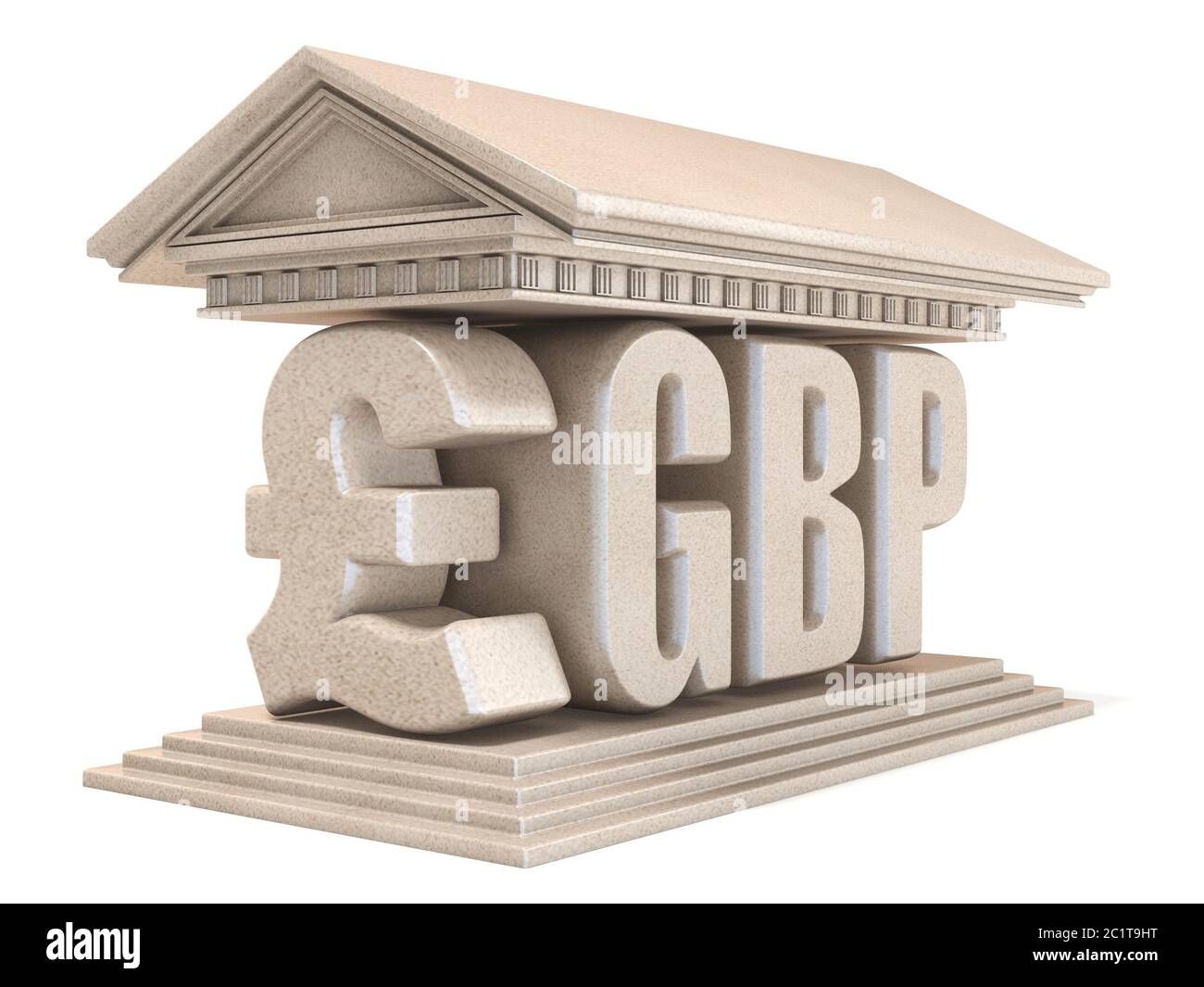 Sterlina GBP cambio segno tempio 3D Foto Stock