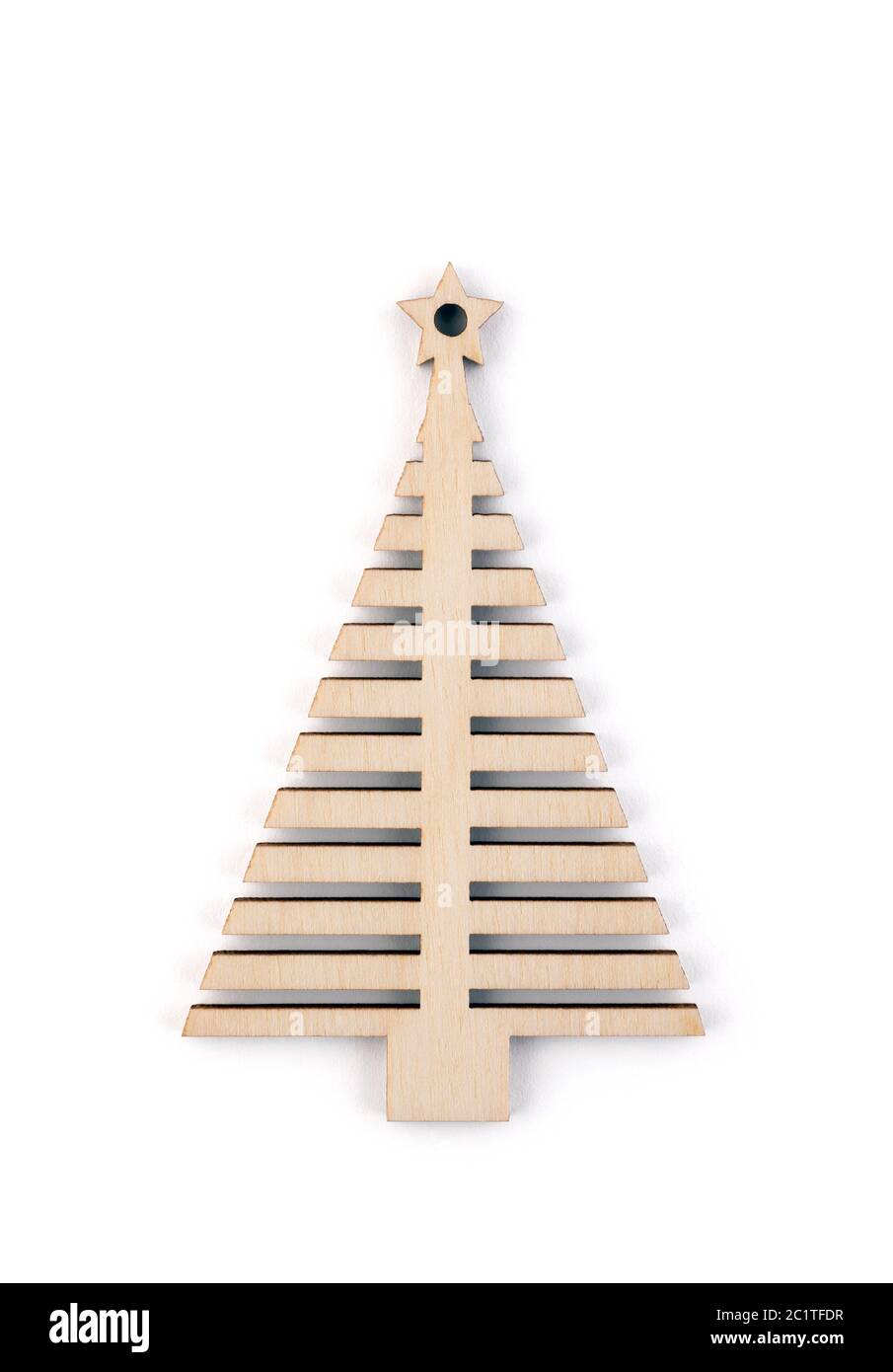Legno albero di Natale forma con un tracciato di ritaglio Foto Stock