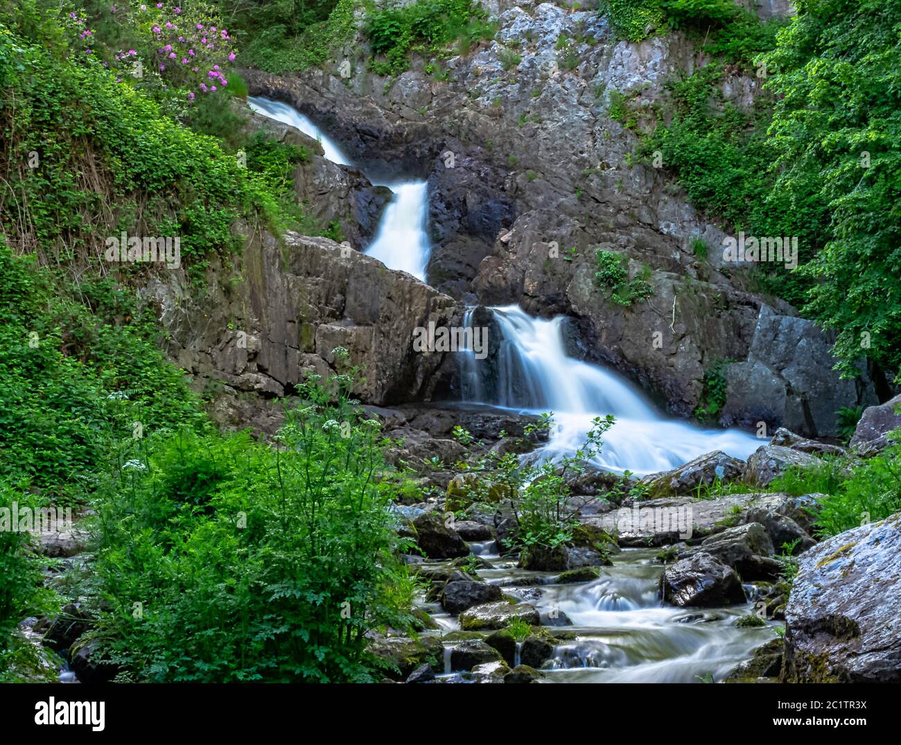 La Grande Cascade - la Grande cascata dei fiumi Cance e Cancon - le Neufbourg, Normandia, Francia Foto Stock