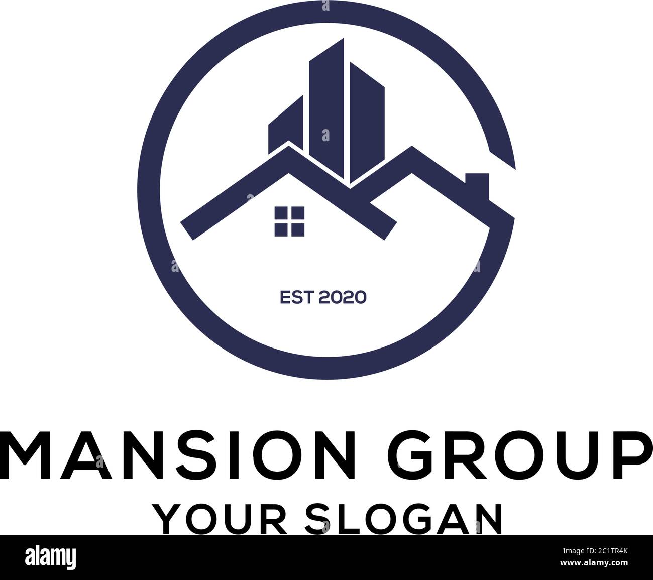 Mansion group logo design,creative immobiliare vettore logo Illustrazione Vettoriale