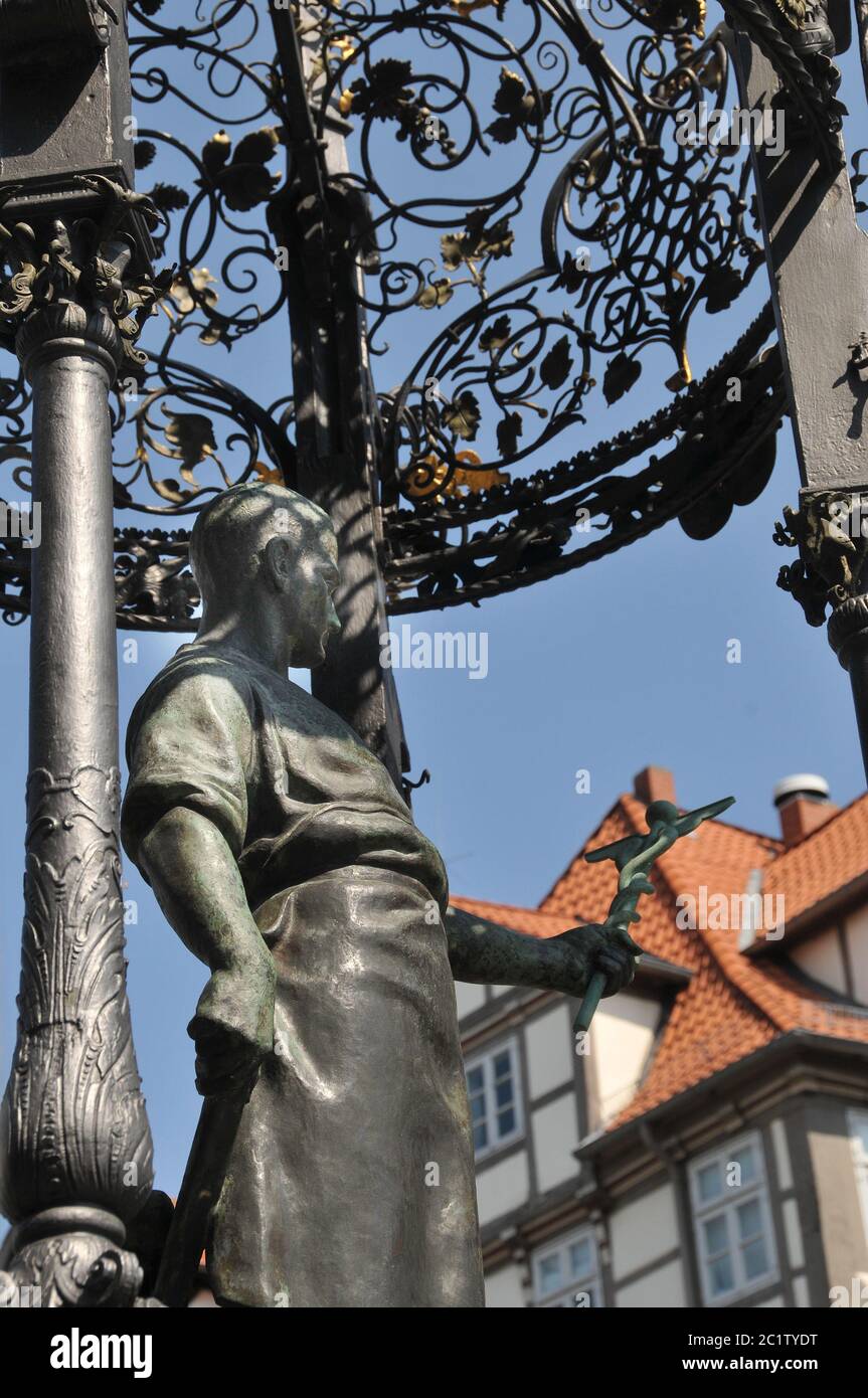 Fontana del mercato di legno ad Hannover Foto Stock