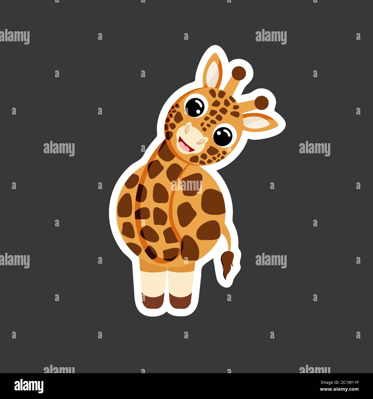 simpatico modello adesivo giraffa in stile vettoriale piatto Illustrazione Vettoriale