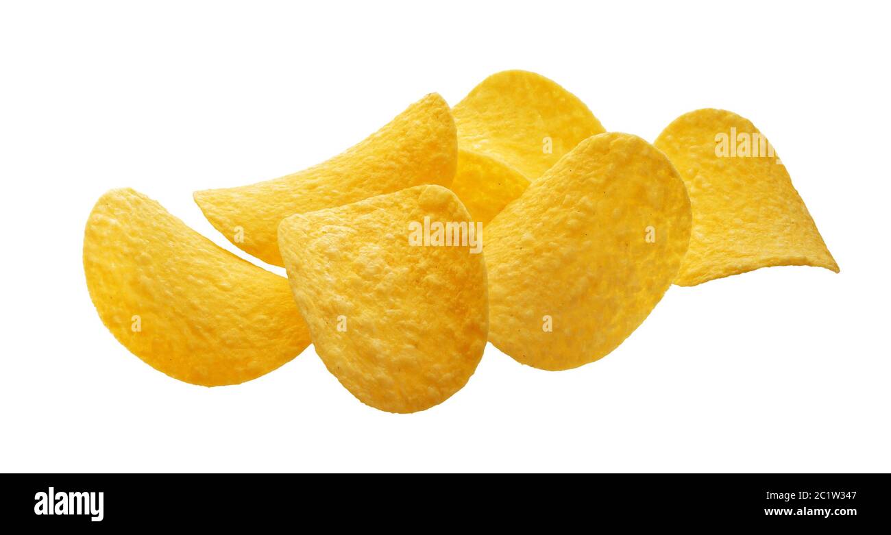 Potato Chips isolati su sfondo bianco Foto Stock