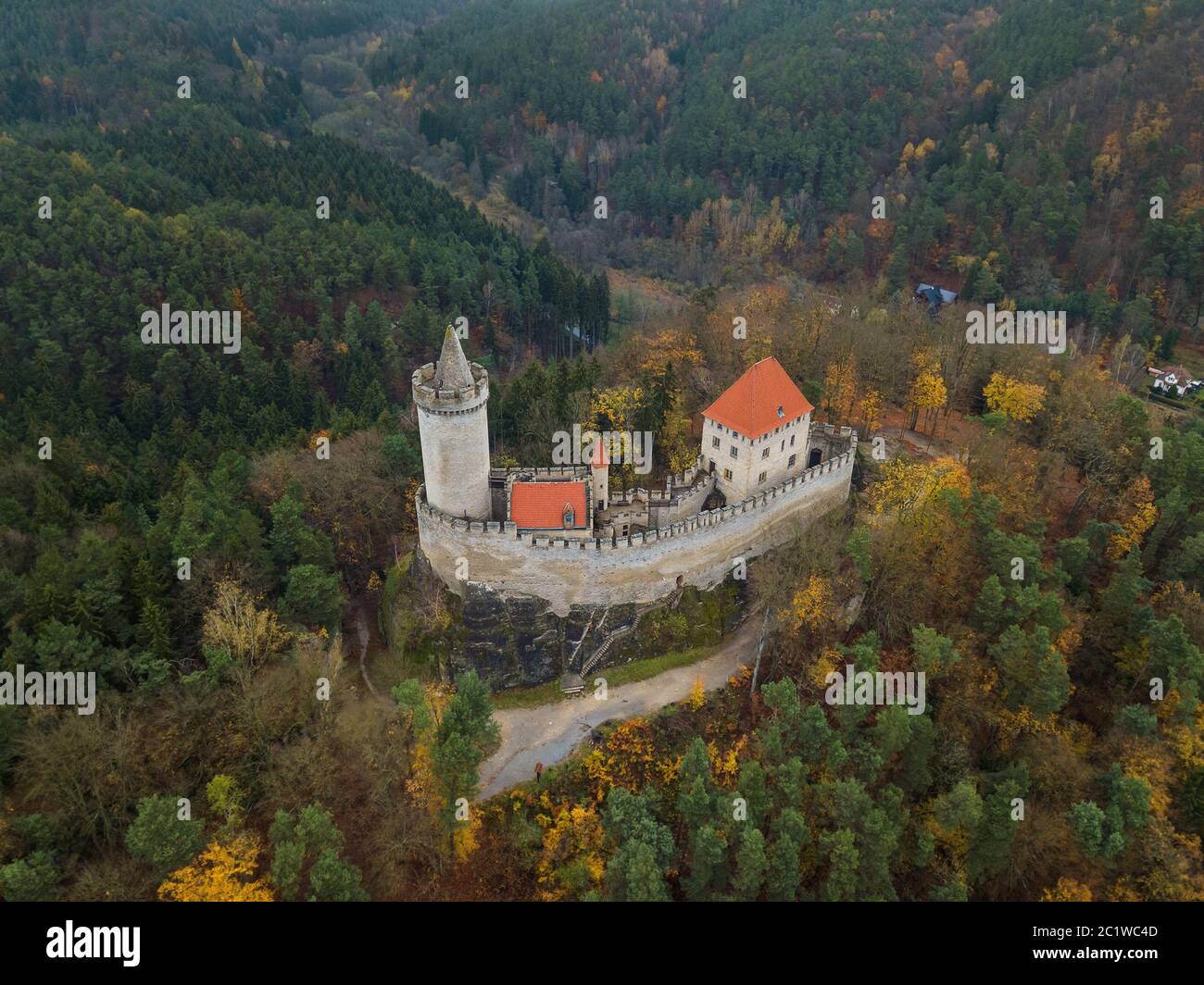 Castello Kokorin in Repubblica Ceca - vista aerea Foto Stock