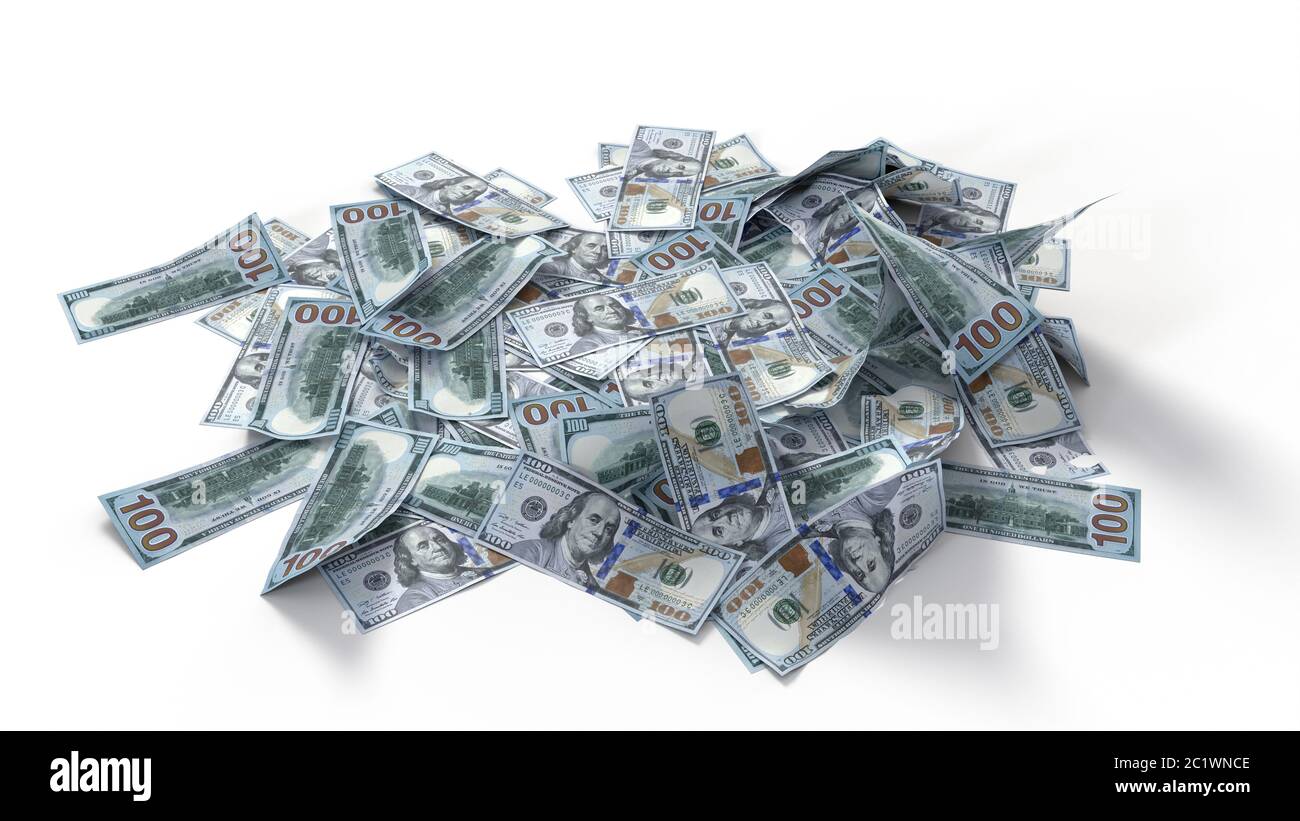 confezione di carte in dollari per banconote, adatte a temi economici, finanziari e bancari. Illustrazione 3D Foto Stock