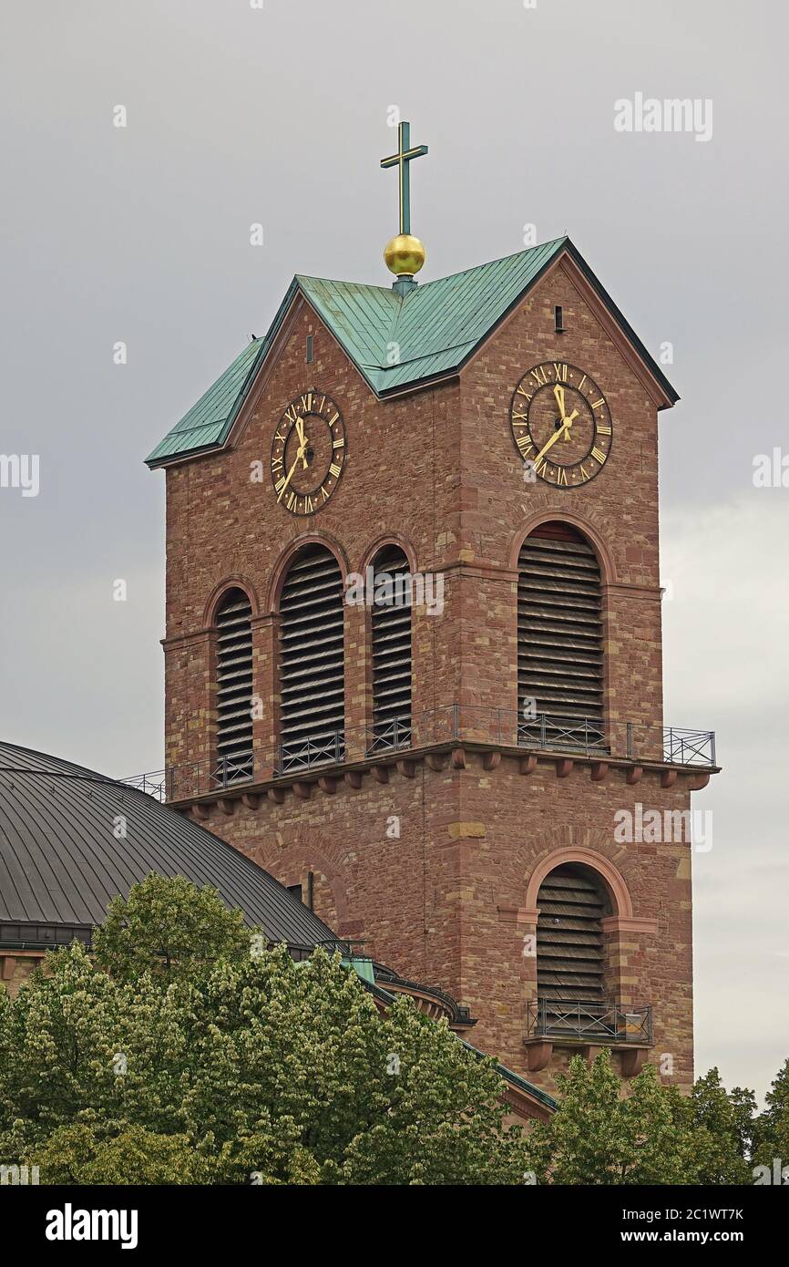 Torre della Chiesa di Santo Stefano a Karlsruhe Foto Stock