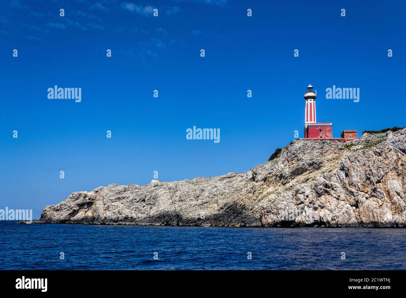 Capri con faro Foto Stock