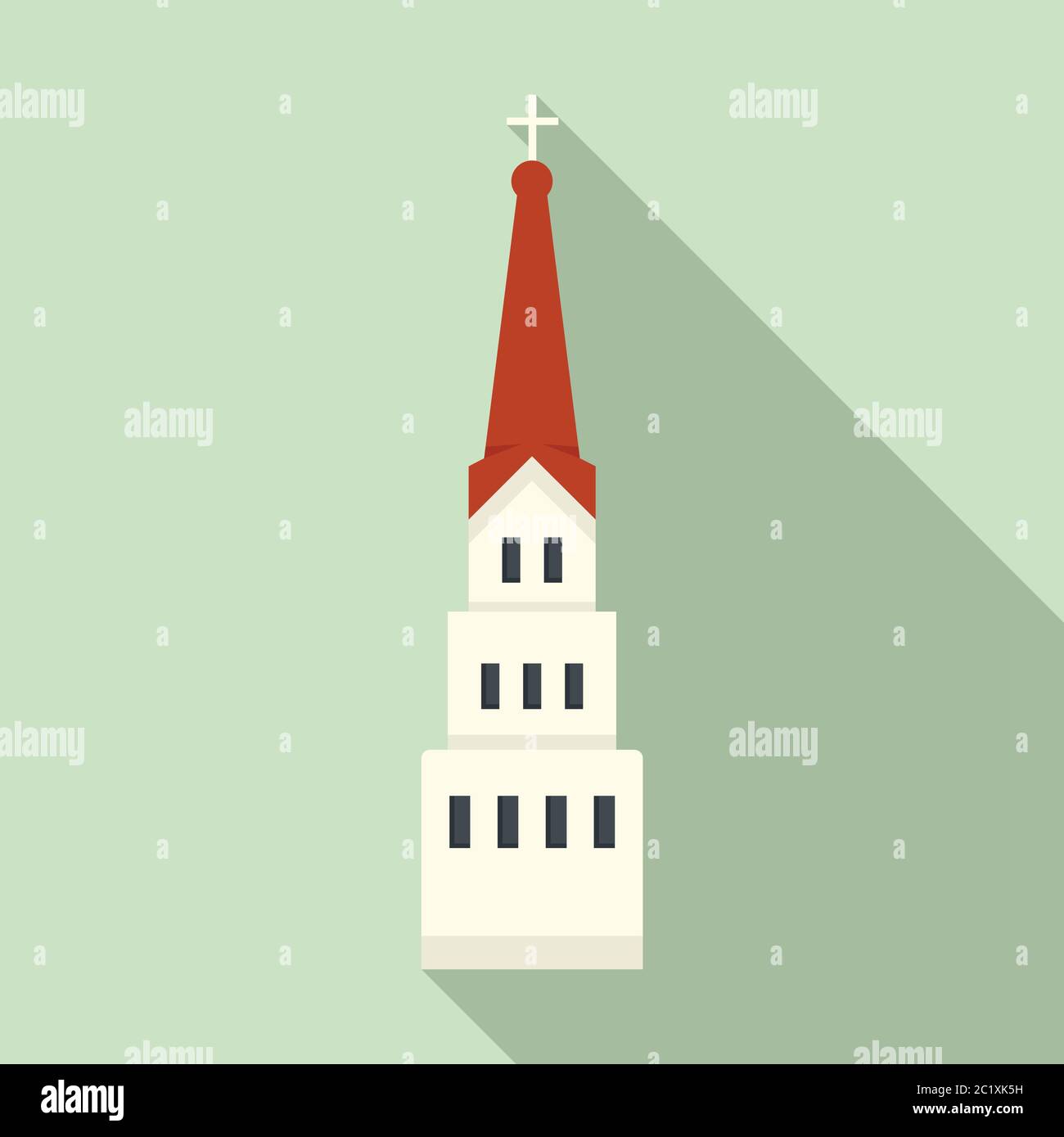 Icona dell'edificio della chiesa di riga. Illustrazione piatta della chiesa di riga costruzione icona vettore per il web design Illustrazione Vettoriale