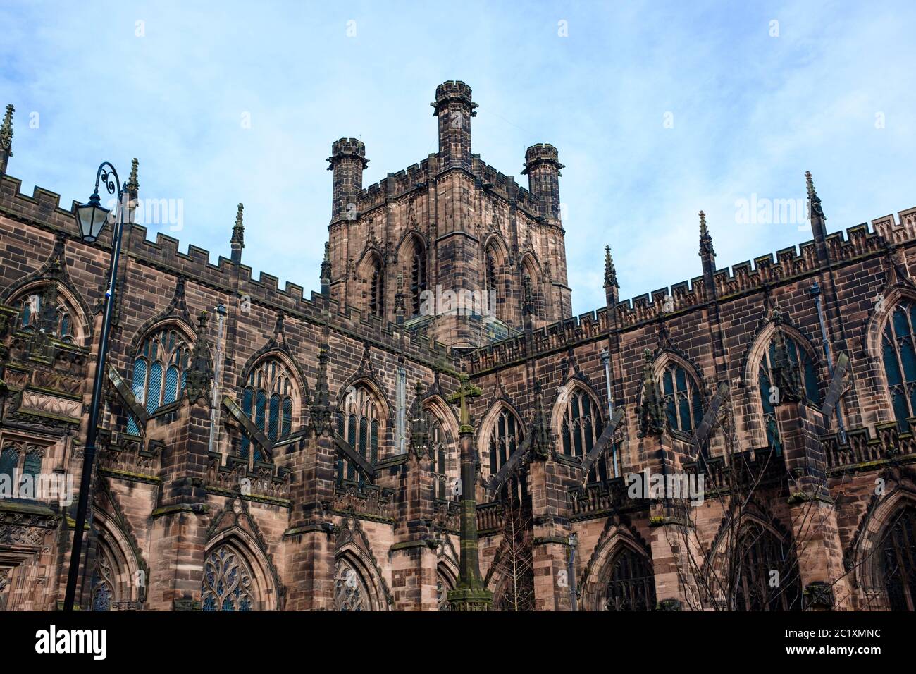 Esterno della Cattedrale di Chester, Chester, Cheshire, Regno Unito Foto Stock