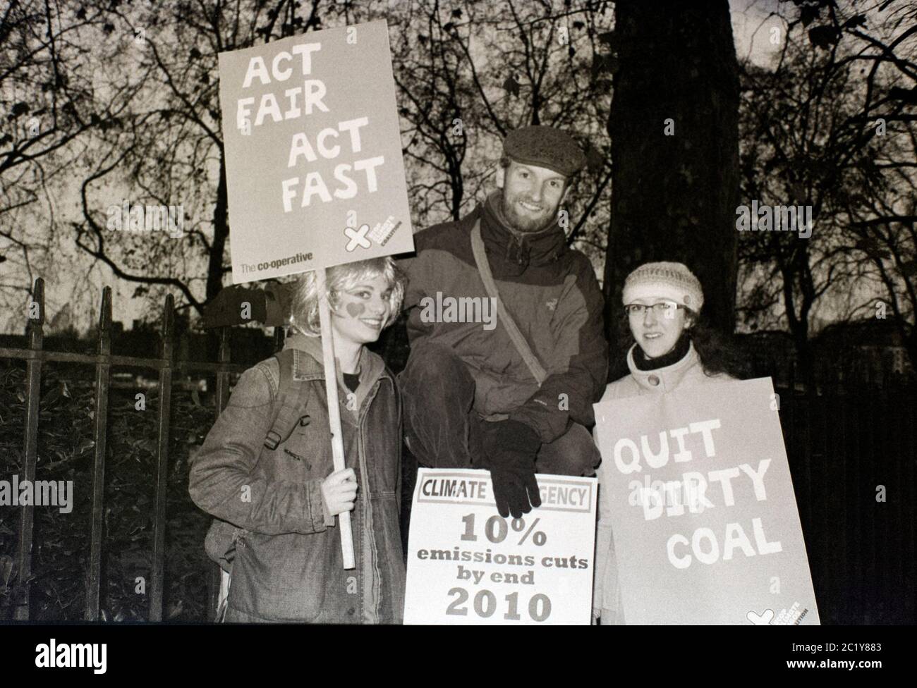 Protesta contro il cambiamento climatico, Londra, Regno Unito. 2009 Foto Stock