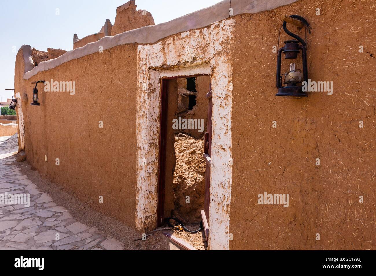 La tradizionale architettura araba in mattoni di fango, Arabia Saudita Foto Stock