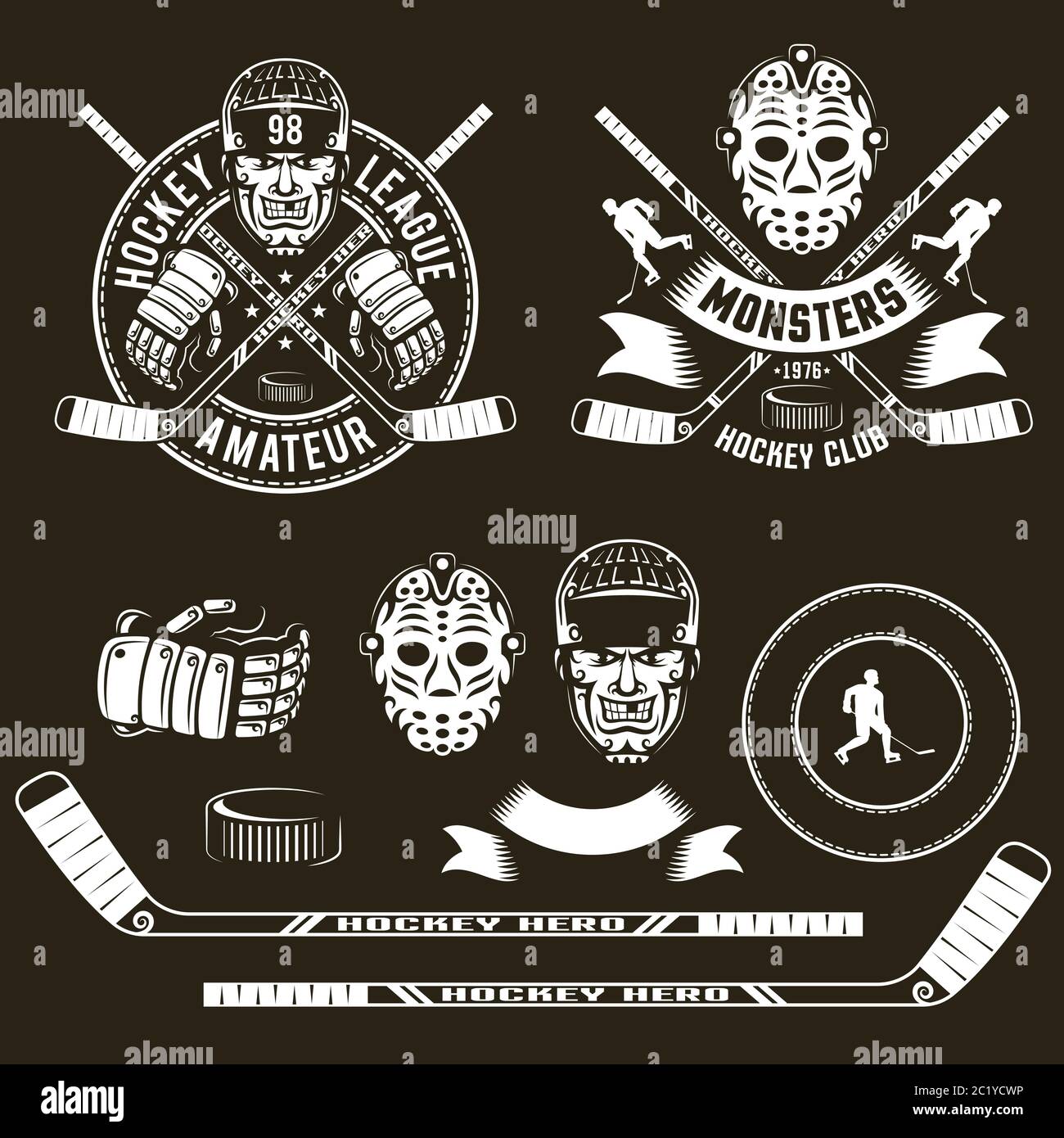 Loghi Hockey Illustrazione Vettoriale