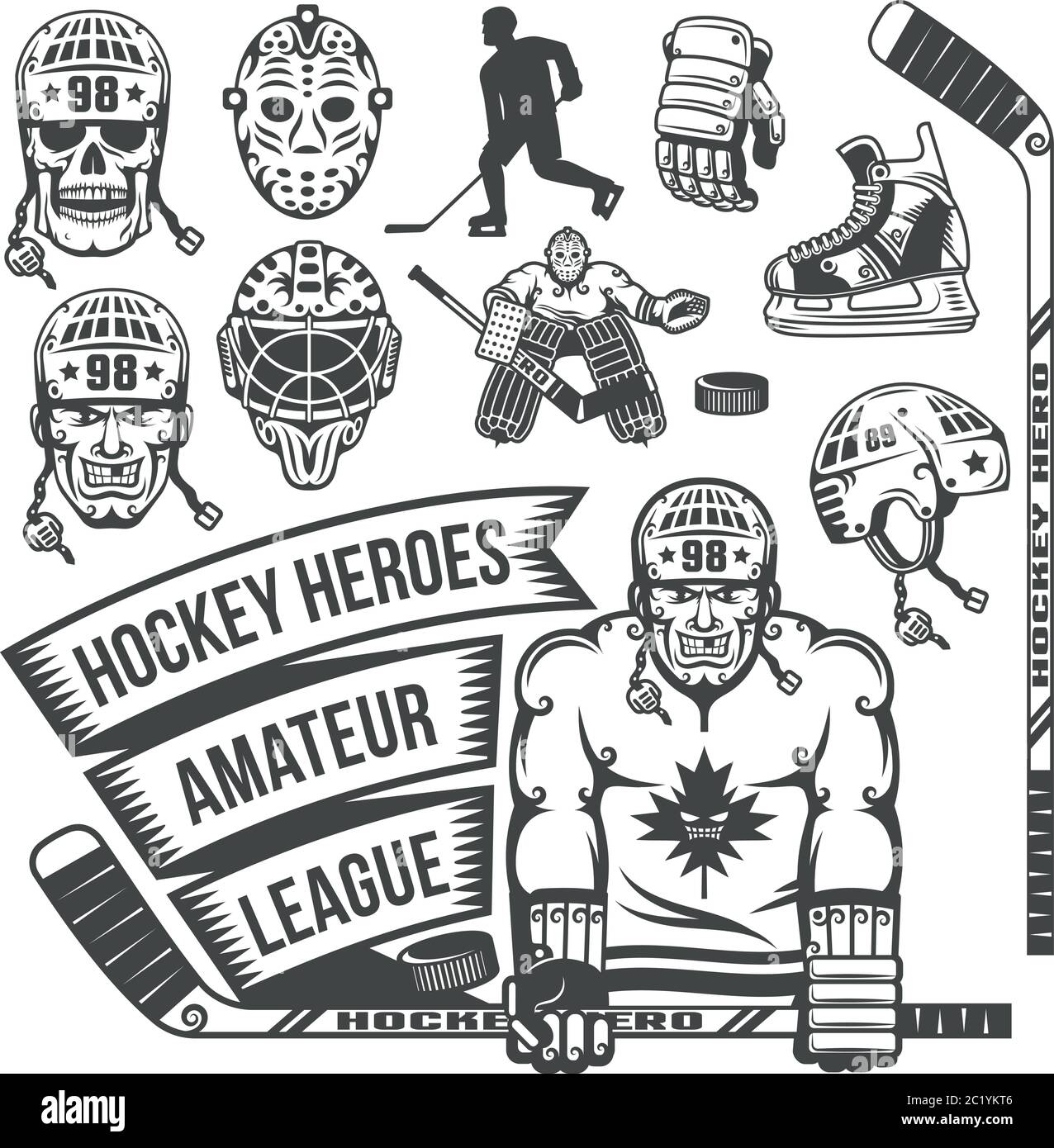 Attrezzature di Hockey Illustrazione Vettoriale